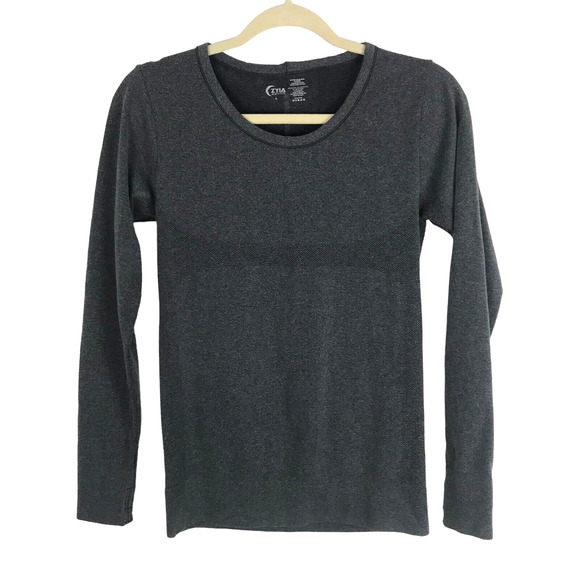 Zyia Active Top Performance Tee Womens Small Athletic Yoga Long Sleeve Gray Gym - Picture 1 of 7